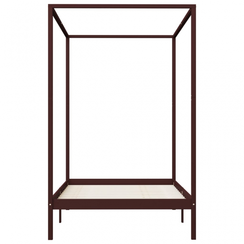 Himmelbett-Gestell Dunkelbraun Massivholz Kiefer 120 x 200 cm