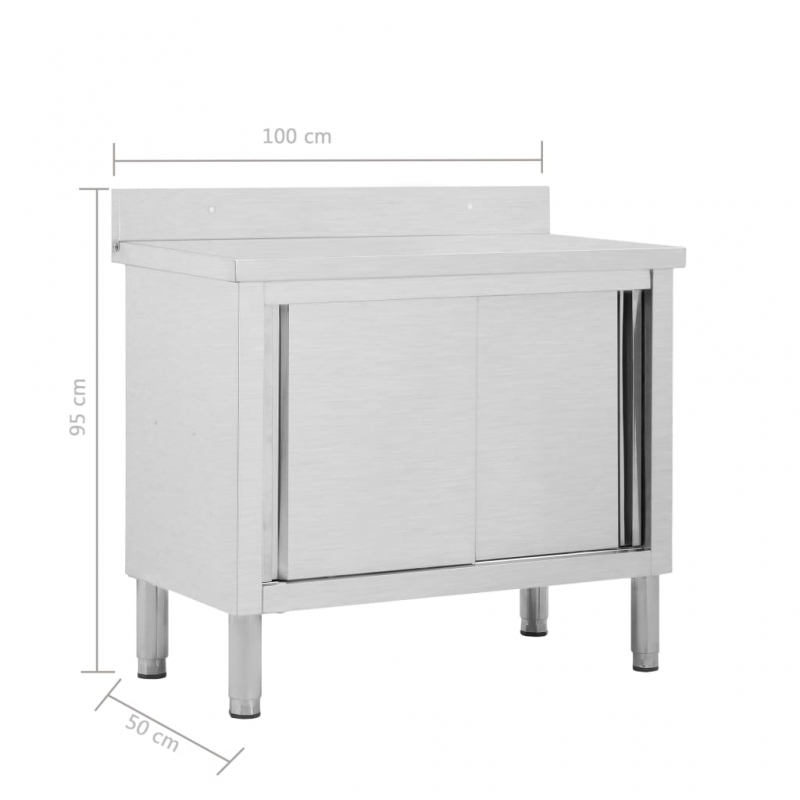 Arbeitsschrank mit Schiebetüren 100x50x(95-97) cm Edelstahl