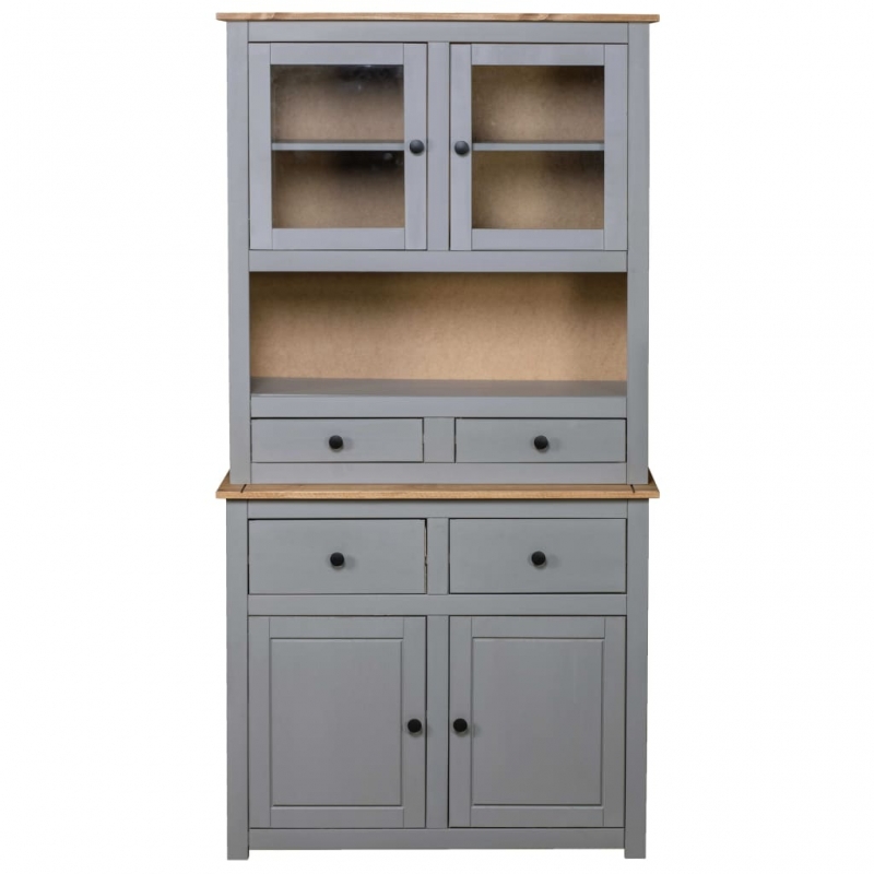 Highboard Grau 93x40,5x180 cm Kiefernholz Panama