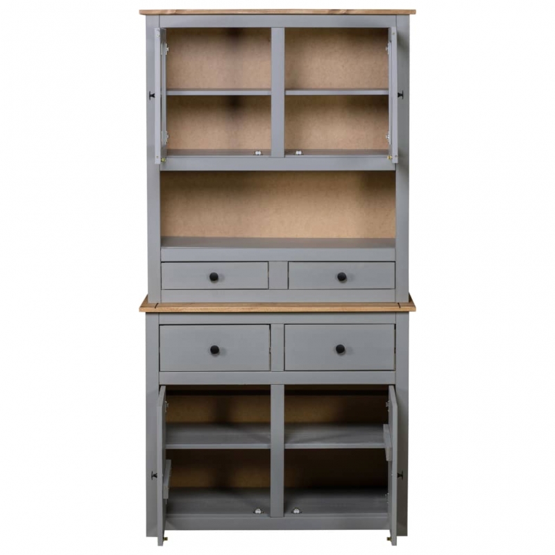 Highboard Grau 93x40,5x180 cm Kiefernholz Panama