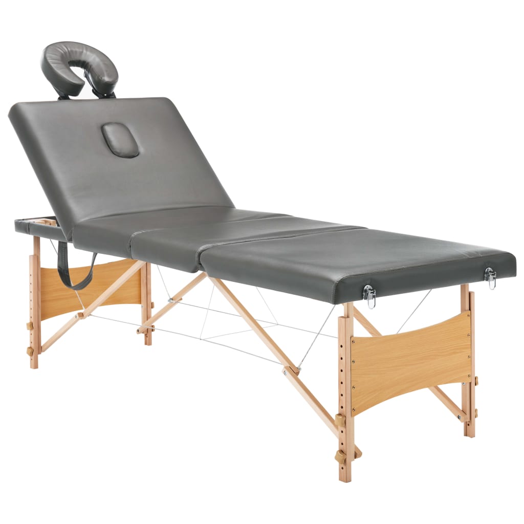 Massagetisch mit 4 Zonen Holzrahmen Anthrazit 186×68 cm