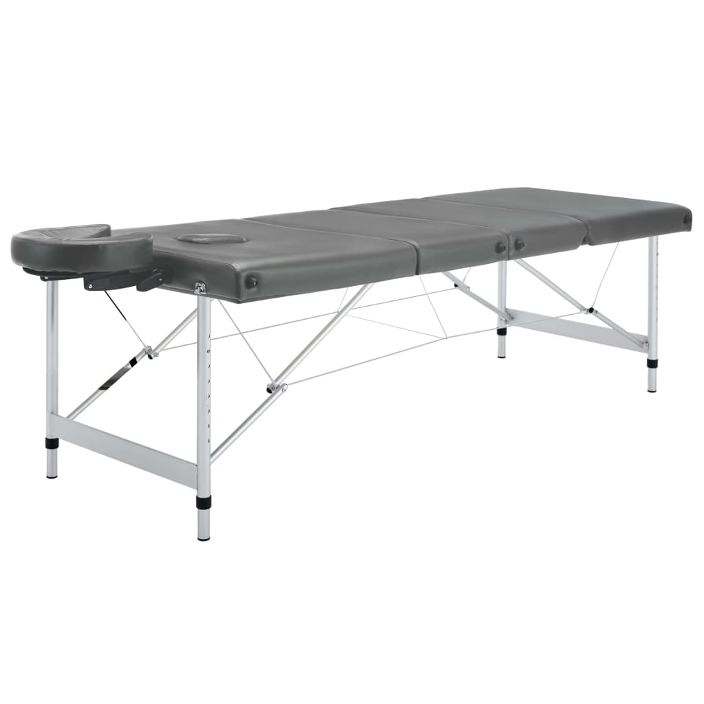 Massagetisch mit 4 Zonen Aluminiumrahmen Anthrazit 186×68 cm