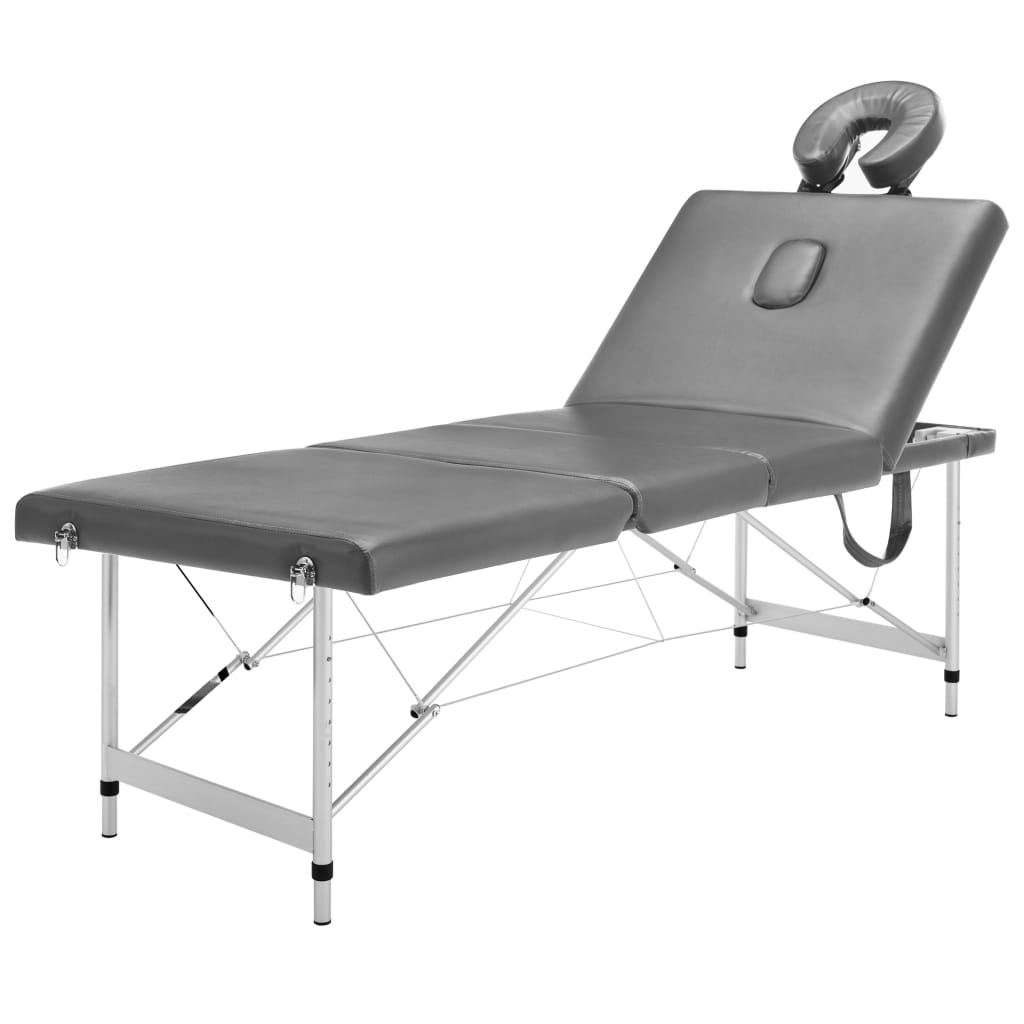 Massagetisch mit 4 Zonen Aluminiumrahmen Anthrazit 186×68 cm