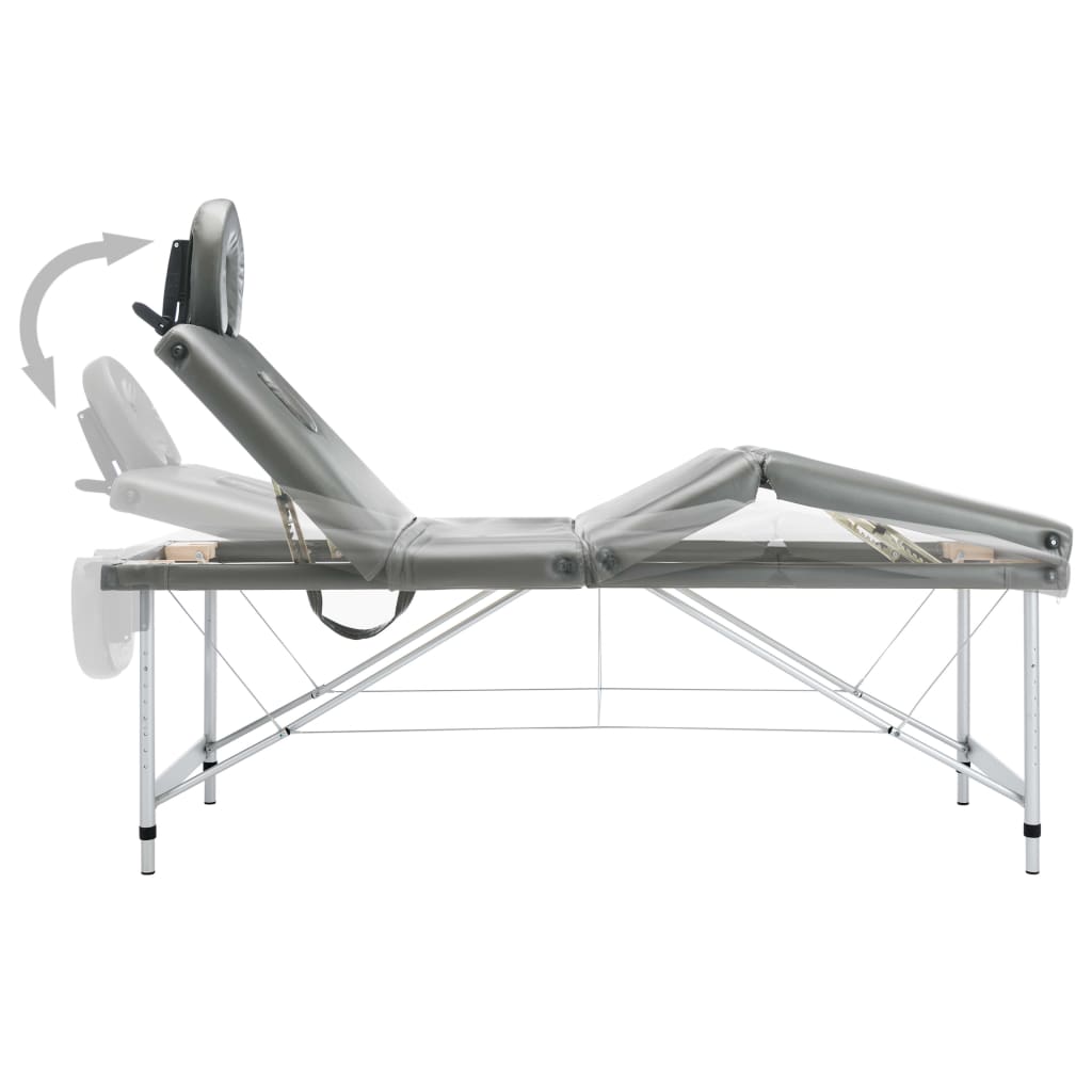 Massagetisch mit 4 Zonen Aluminiumrahmen Anthrazit 186×68 cm