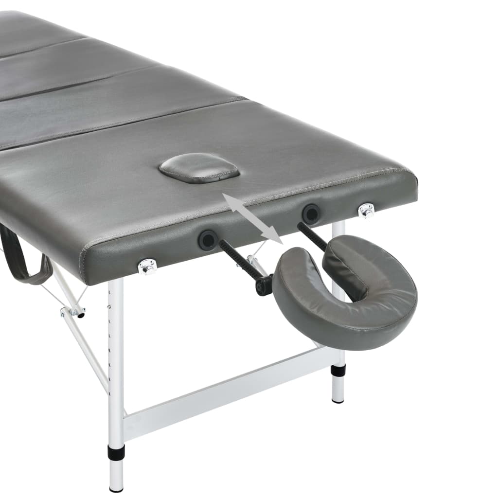 Massagetisch mit 4 Zonen Aluminiumrahmen Anthrazit 186×68 cm