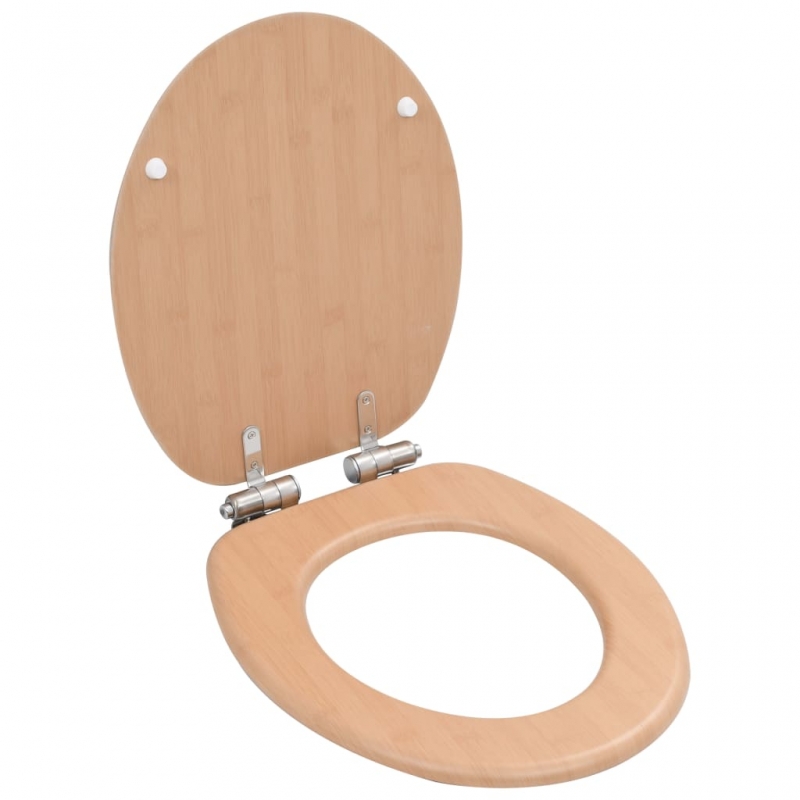 Toilettensitze 2 Stk. mit Soft-Close-Deckel MDF Bambus-Design