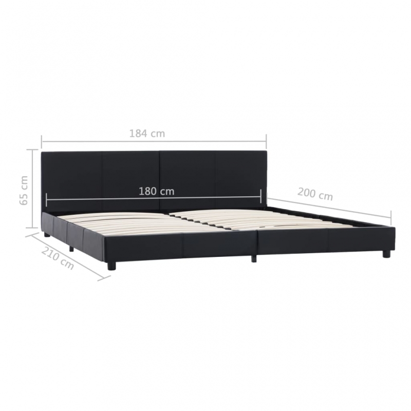 Bettgestell Schwarz Kunstleder 180x200 cm