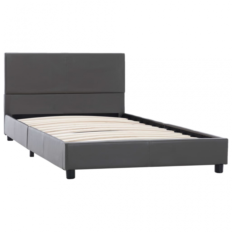 Bettgestell Grau Kunstleder 100x200 cm