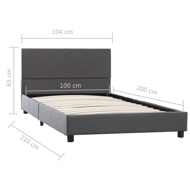 Bettgestell Grau Kunstleder 100x200 cm