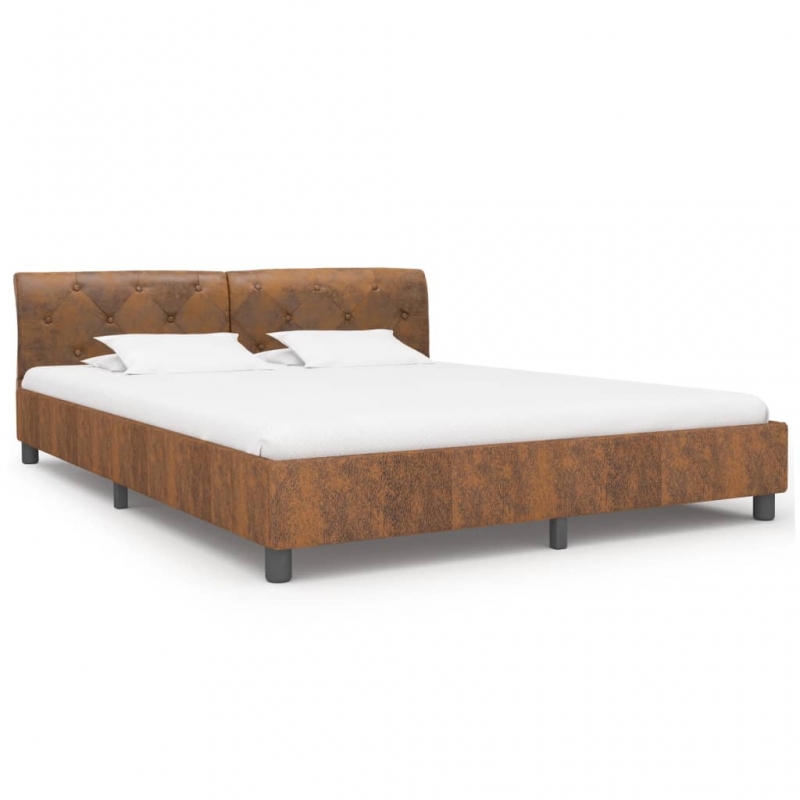 Bettgestell Braun Wildleder-Optik 180 × 200 cm