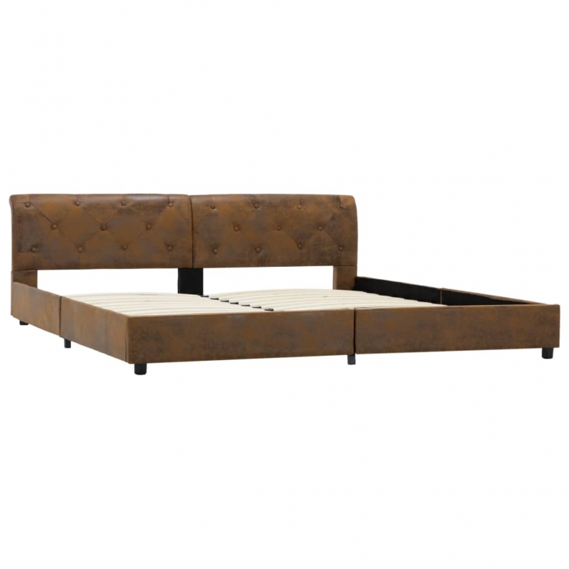 Bettgestell Braun Wildleder-Optik 180 × 200 cm
