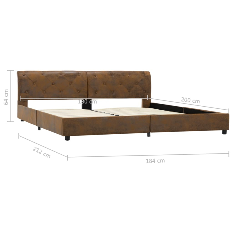 Bettgestell Braun Wildleder-Optik 180 × 200 cm