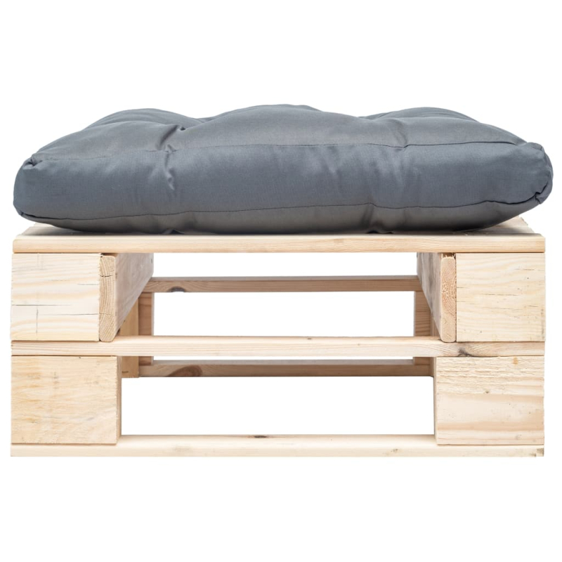 Garten-Palettenhocker mit Kissen in Grau Holz Natur