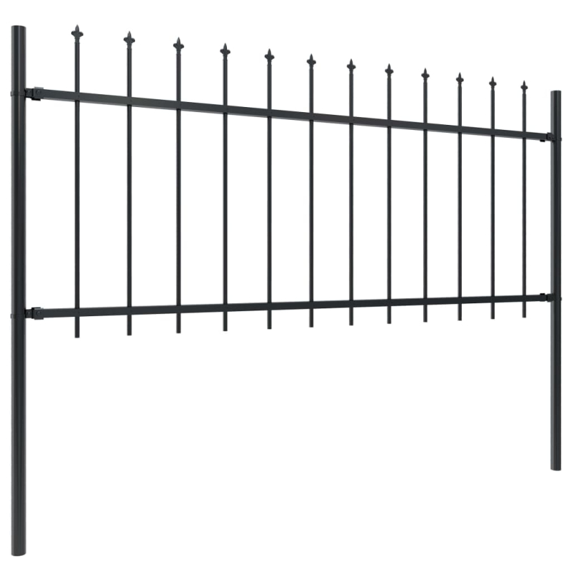Gartenzaun mit Speerspitzen Stahl 5,1 x 0,8 m Schwarz
