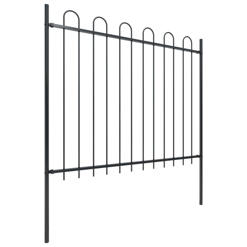Gartenzaun mit Bügel-Design Stahl 5,1 x 1,5 m Schwarz
