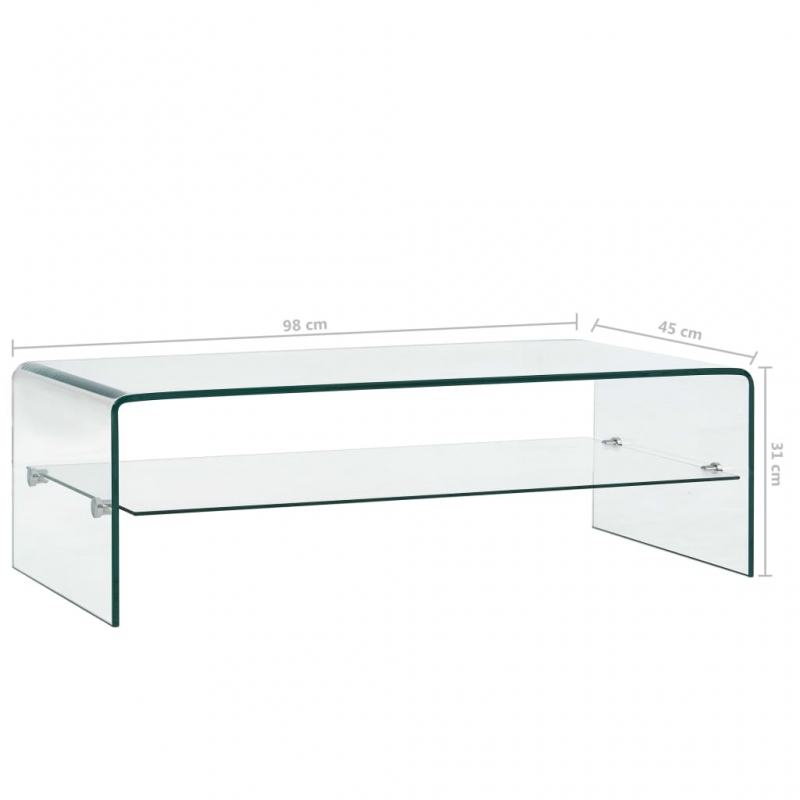 Couchtisch Transparent 98×45×31 cm Hartglas