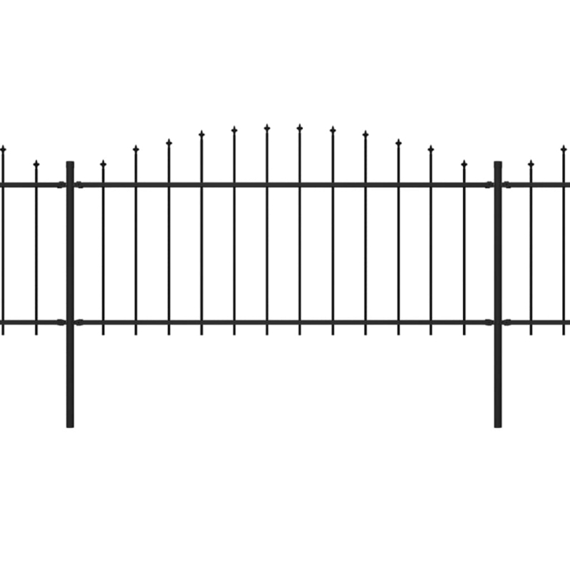 Gartenzaun mit Speerspitzen Stahl (0,5 - 0,75) x 8,5 m Schwarz