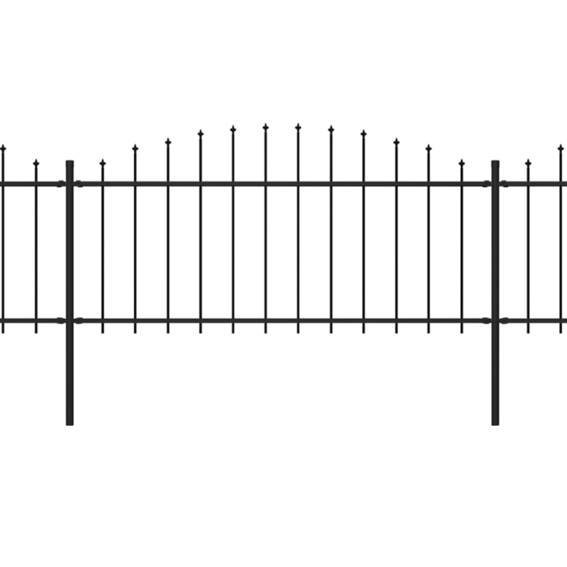 Gartenzaun mit Speerspitzen Stahl (0,5 - 0,75) x 10,2 m Schwarz