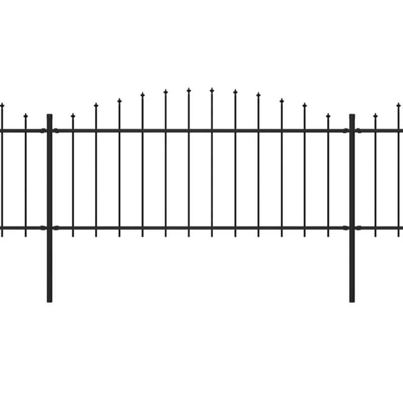 Gartenzaun mit Speerspitzen Stahl (0,5 - 0,75) x 11,9 m Schwarz