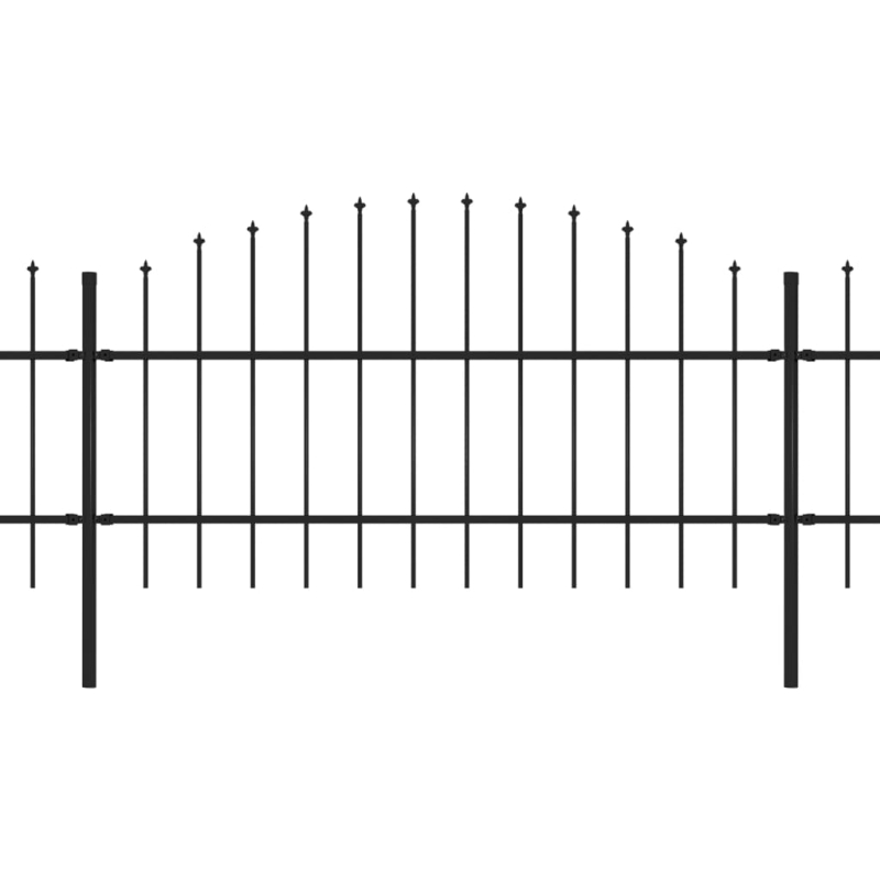 Gartenzaun mit Speerspitzen Stahl (0,75 - 1) x 3,4 m Schwarz