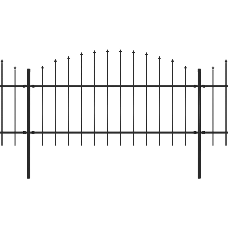 Gartenzaun mit Speerspitzen Stahl (1 - 1,25) x 5,1 m Schwarz