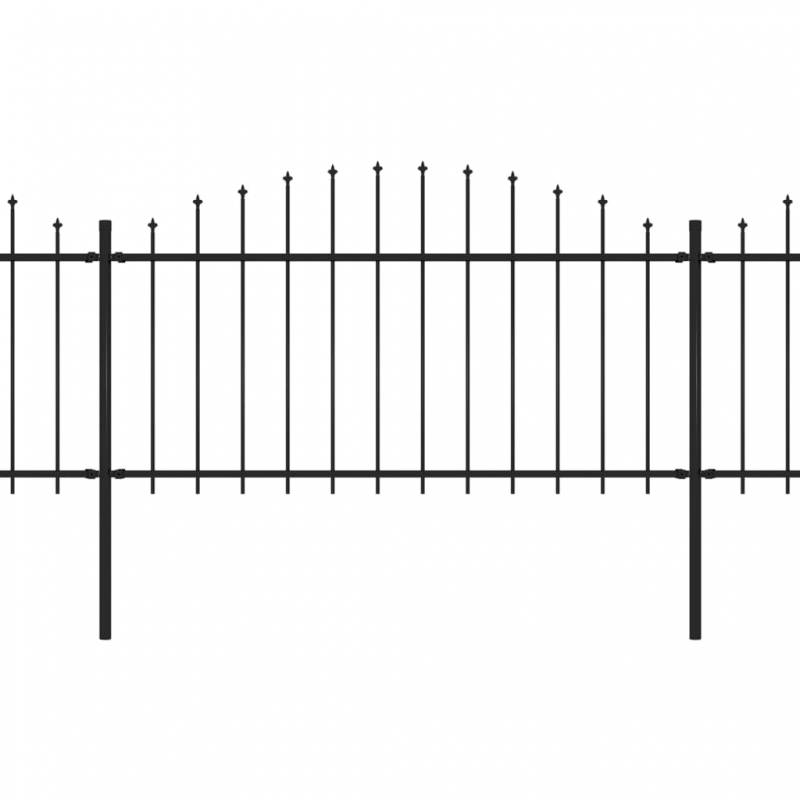 Gartenzaun mit Speerspitzen Stahl (1,25 - 1,5) x 10,2 m Schwarz