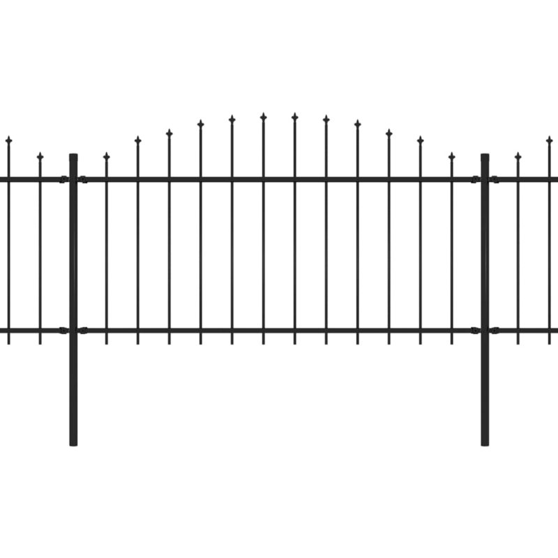 Gartenzaun mit Speerspitzen Stahl (1,25 - 1,5) x 11,9 m Schwarz