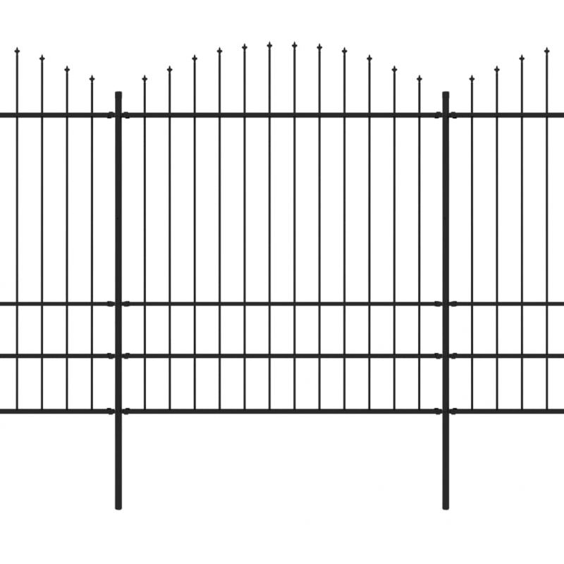 Gartenzaun mit Speerspitzen Stahl (1,75 - 2) x 5,1 m Schwarz