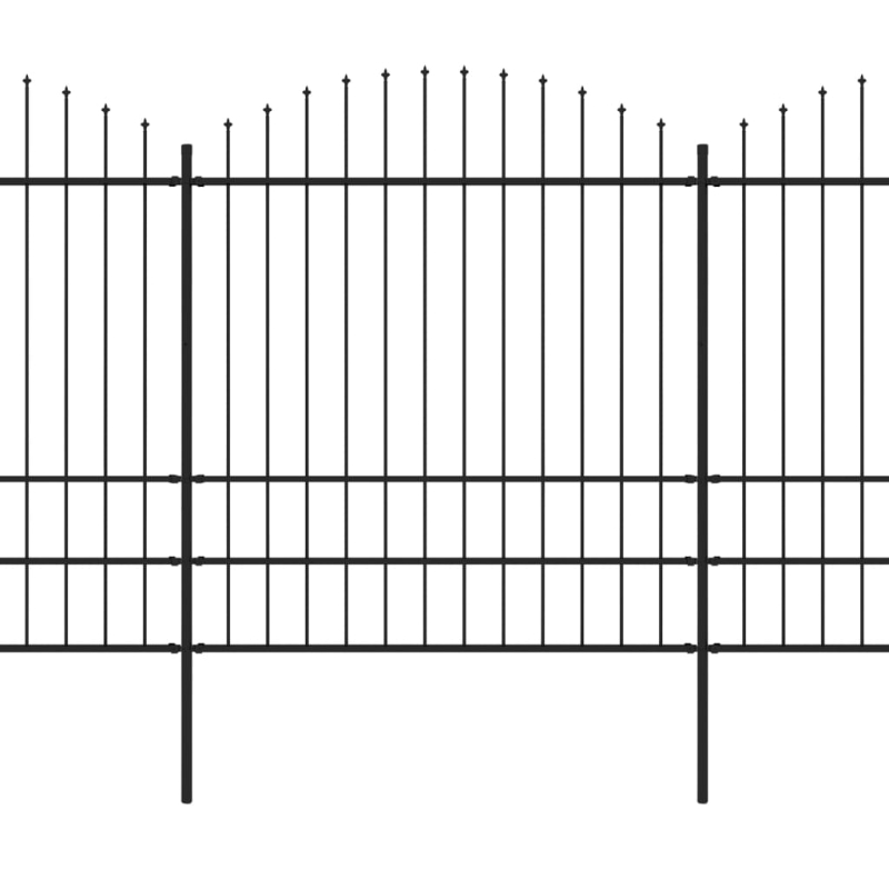 Gartenzaun mit Speerspitzen Stahl (1,75 - 2) x 13,6 m Schwarz