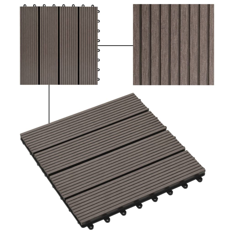 22 Stk. Terrassenfliesen 30 x 30 cm 2 qm WPC Dunkelbraun