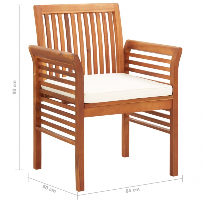 Garten-Essstühle mit Sitzpolster 2 Stk. Akazie Massivholz