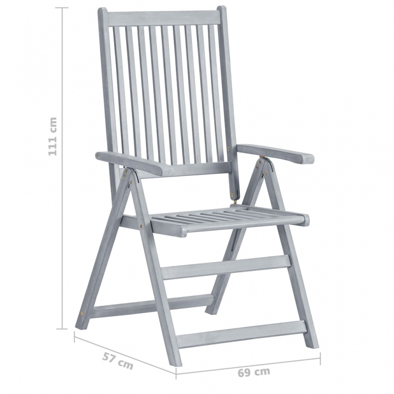 Verstellbare Gartenstühle 2 Stk. Grau Massivholz Akazie