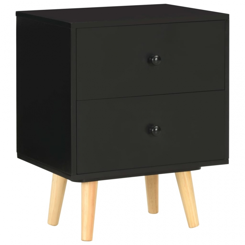 Nachttische 2 Stk. Schwarz 40 x 30 x 50 cm Kiefer Massivholz