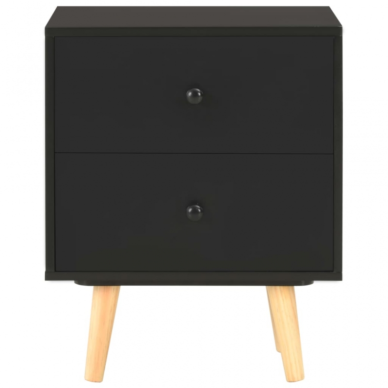 Nachttische 2 Stk. Schwarz 40 x 30 x 50 cm Kiefer Massivholz