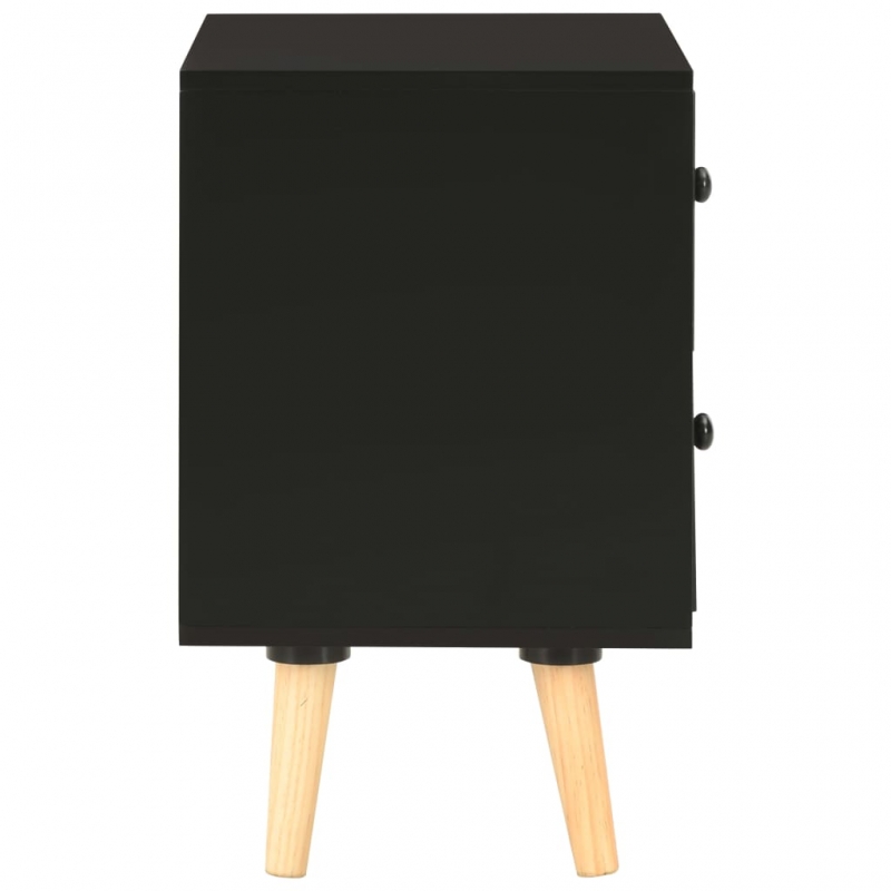Nachttische 2 Stk. Schwarz 40 x 30 x 50 cm Kiefer Massivholz