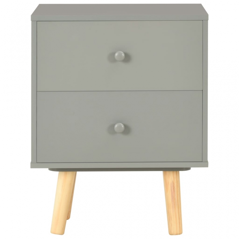Nachttische 2 Stk. Grau 40 x 30 x 50 cm Kiefer Massivholz