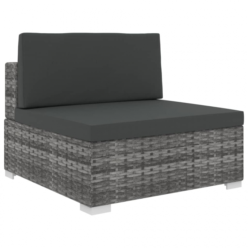 6-tlg. Garten-Lounge-Set mit Kissen Poly Rattan Grau