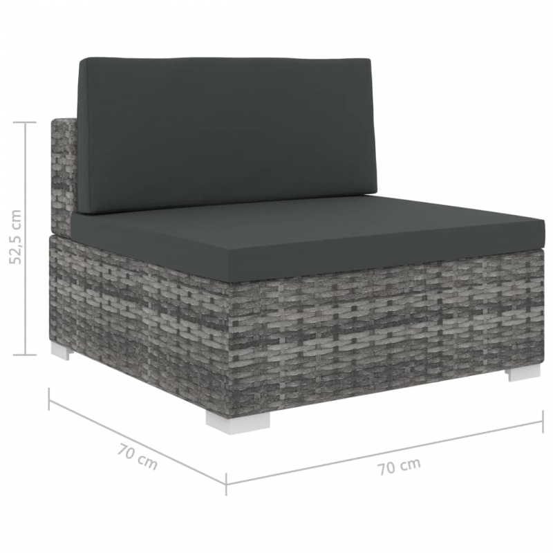 6-tlg. Garten-Lounge-Set mit Kissen Poly Rattan Grau
