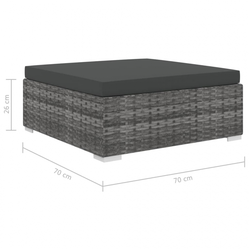 6-tlg. Garten-Lounge-Set mit Kissen Poly Rattan Grau