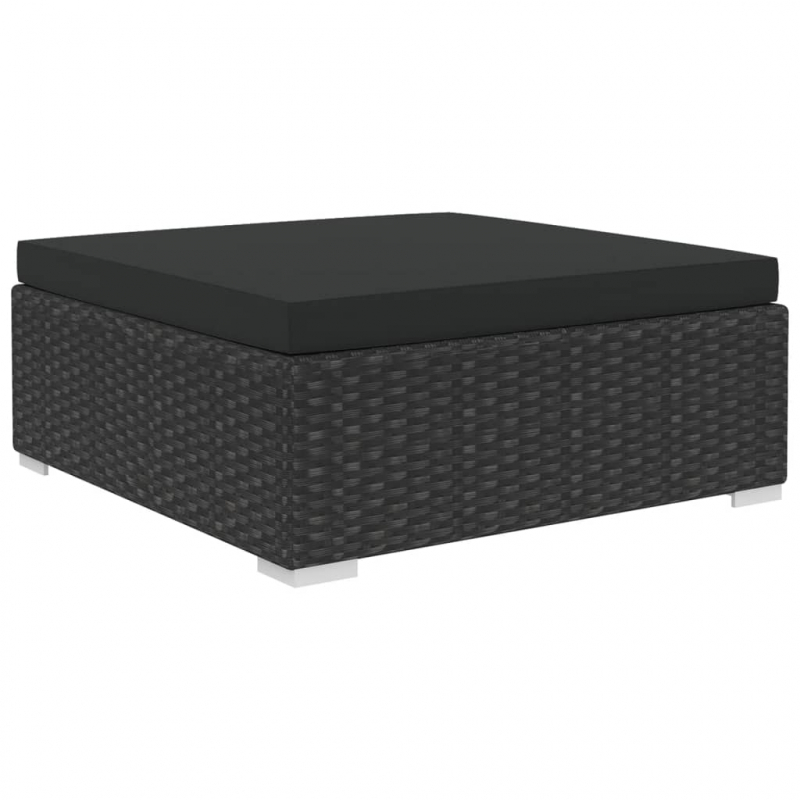 5-tlg. Garten-Lounge-Set mit Kissen Poly Rattan Schwarz