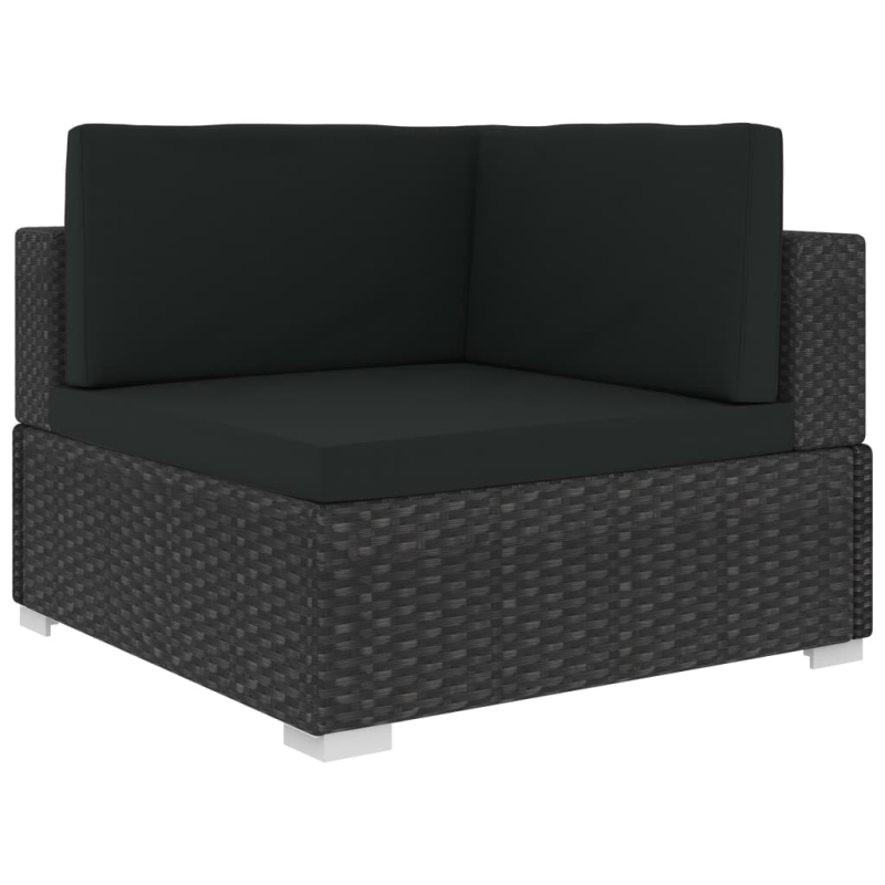 12-tlg. Garten-Lounge-Set mit Auflagen Poly Rattan Schwarz
