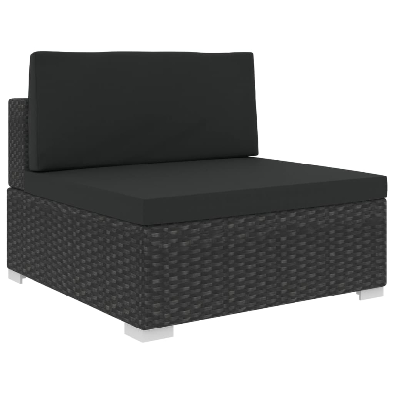 12-tlg. Garten-Lounge-Set mit Auflagen Poly Rattan Schwarz