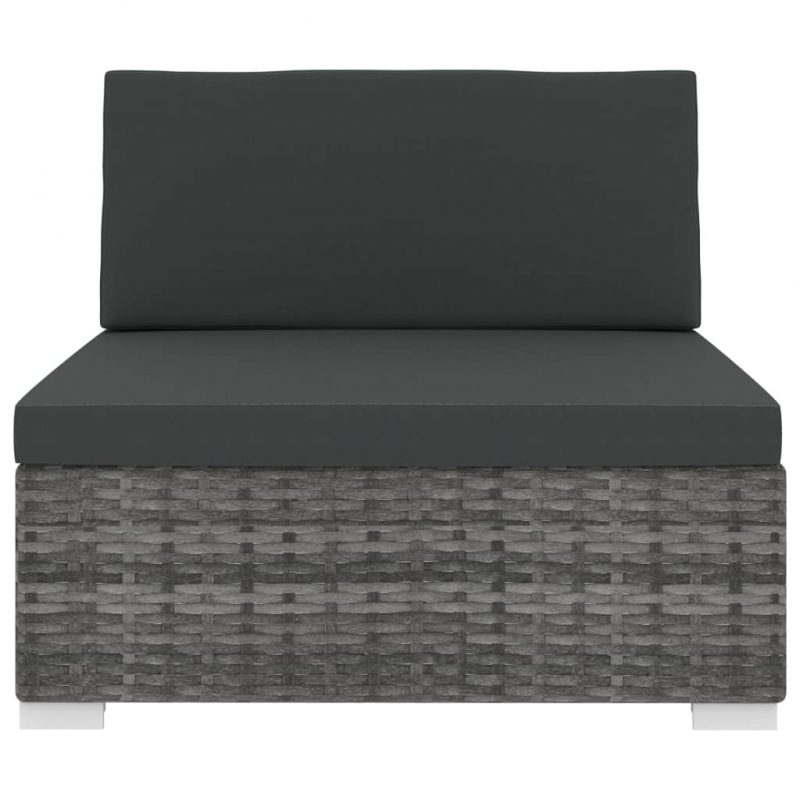 Modular-Sofa-Mittelteil 1 Stk. + Auflagen Poly Rattan Grau