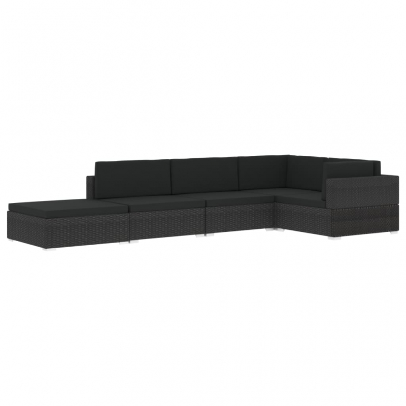 Modular-Sofa-Mittelteil 1 Stk. + Auflagen Poly Rattan Schwarz