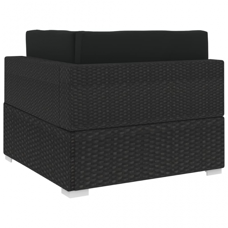 Modular-Sofa-Eckteil 1 Stk. + Auflagen Poly Rattan Schwarz