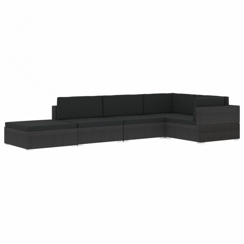 Modular-Sofa-Eckteil 1 Stk. + Auflagen Poly Rattan Schwarz