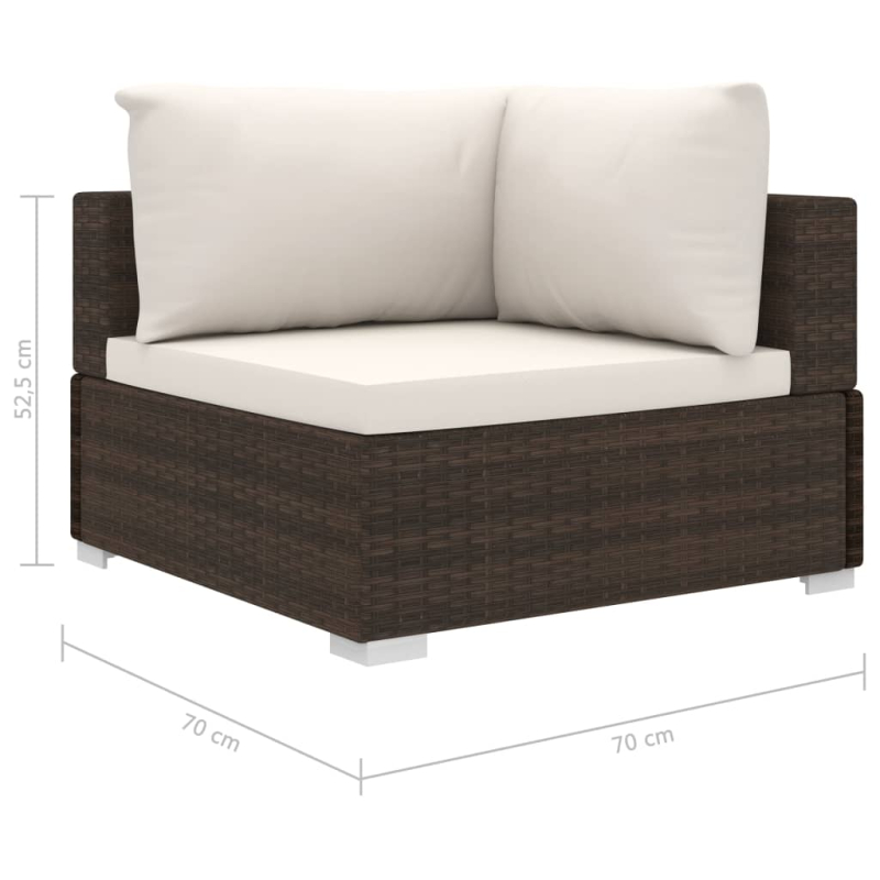 10-tlg. Garten-Lounge-Set mit Auflagen Poly Rattan Braun