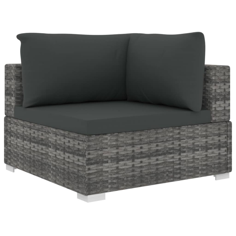 10-tlg. Garten-Lounge-Set mit Auflagen Poly Rattan Grau