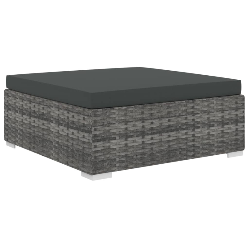 10-tlg. Garten-Lounge-Set mit Auflagen Poly Rattan Grau