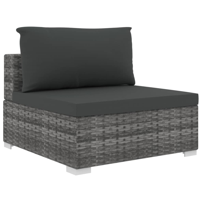 10-tlg. Garten-Lounge-Set mit Auflagen Poly Rattan Grau